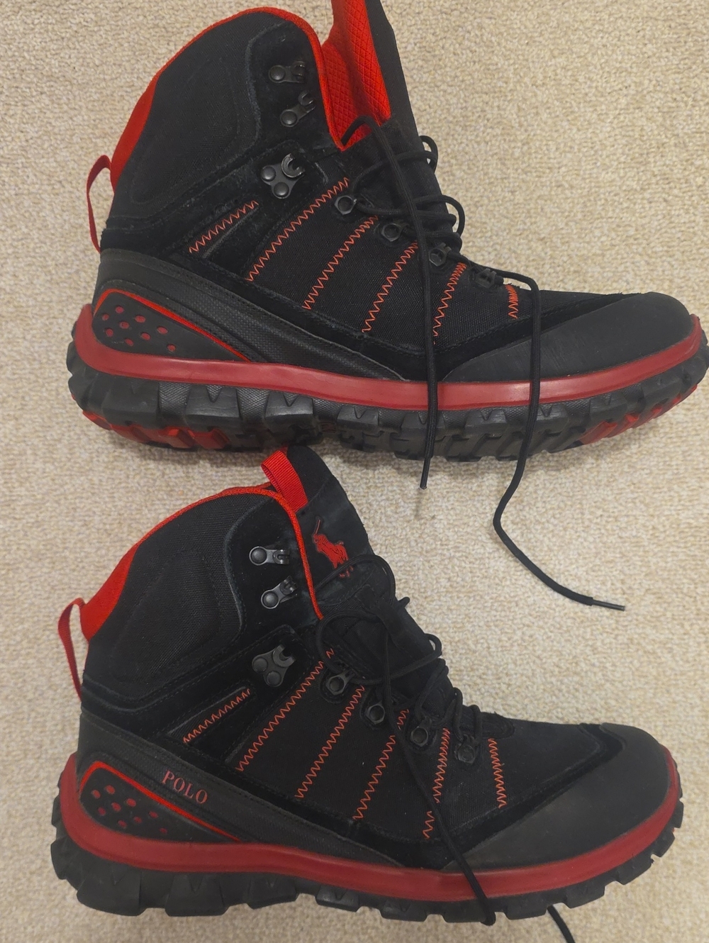 Polo by Ralph Lauren Men's Black & Red Trail Hiker Boots